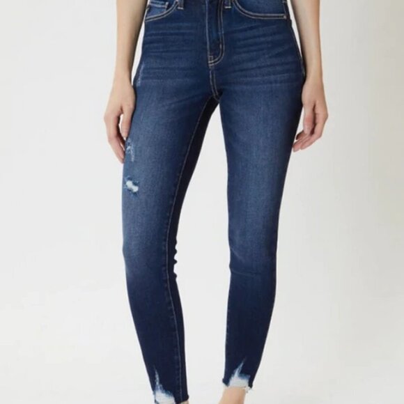 KANCAN High Rise Distressed Hem Skinny KC7118D - Picture 1 of 10